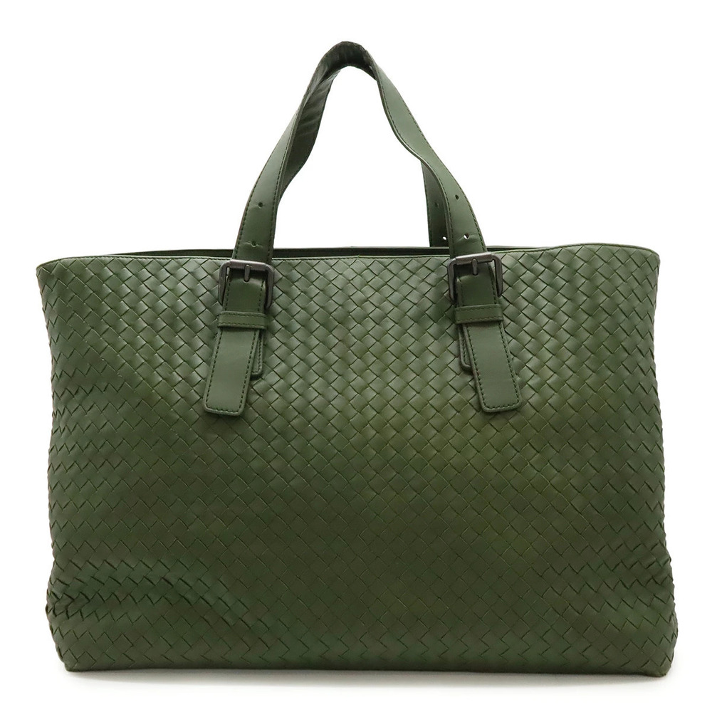 BOTTEGA VENETA Intrecciato Tote Bag Travel Leather Khaki Green